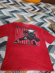 Men's Red Graphic Oversized T-Shirt