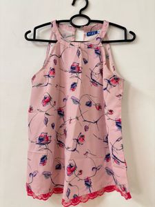 Floral Dress with Lace Trim