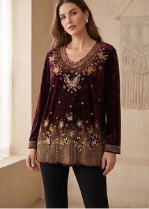 Embellished Velvet top with Butterfly Motifs