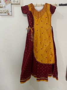Beautiful Yellow &amp; Maroon Lehenga Choli