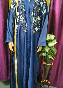 Embroidered Burqa &amp; dupatta Navy Blue Embroidery