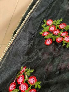 Elegant Black Floral Saree