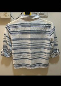 Striped Embroidered Cropped Top