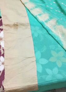 Brand New Turquoise Sequined saree &amp; blouse