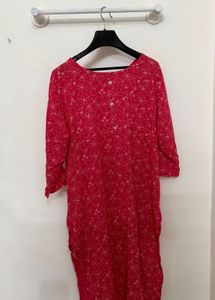 Vibrant Red Floral Kurta