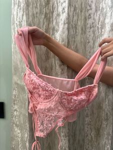 Pink Lace Corset Style Top