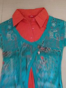 Blue &amp; Orange Printed top