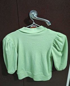 Cute Green Tie-Front Crop Top