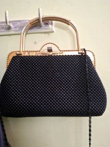 Elegant Black Beaded Clutch Bag