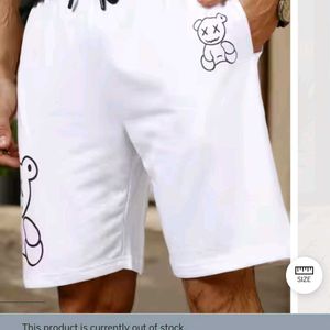 Cute Teddy Bear White Shorts