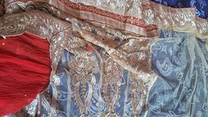 Orange &amp; Gold Embellished Saree with blouse