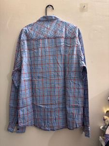 Men's Blue Plaid Long Sleeve Shirt