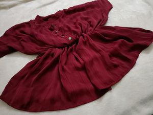 Beautiful Jean Top With High Neck And Button At Ne