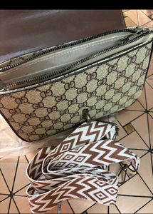 Stylish Brown &amp; Beige Monogram Crossbody Bag