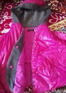 Stylish Pink Padded Jacket with Hood