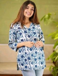 Blue Floral Print Kurta