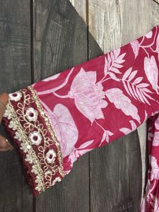 Beautiful Pink Floral Kurta Set