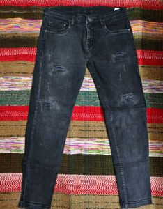 Men's Distressed Black Jeans
