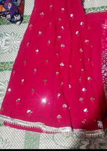 Red Embroidered Sharara Set