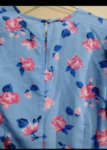 Blue Floral Puff Sleeve Dress