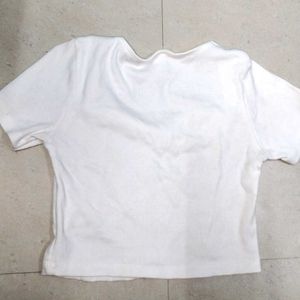 White Heart Neck T-Shirt
