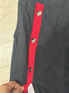 Stylish Black Track Pants with Red &amp; White Stripes