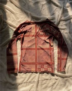 Vintage Pink &amp; Red Print Long Sleeve Top
