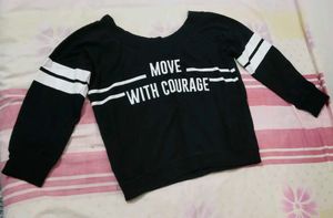 Black Graphic Print Long Sleeve Top
