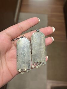 Exquisite Oxidized Silver Dangle Earrings with Pea