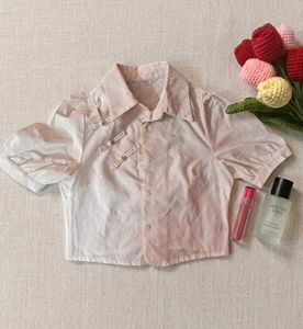 Puff Sleeve Crop Cheongsam Shirt
