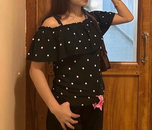 Cute Polka Dot Off-Shoulder Top