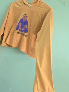 Cropped Hoodie with Graphic Print