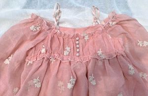 Korean Style Pastel Pink Floral Embroidered top