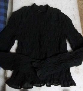 Stylish Black semi transparent Top with slip