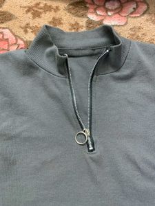 Ribbed Zipper Long Sleeve Top