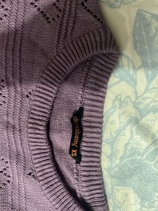 Lilac Heart Pattern Knit Sweater
