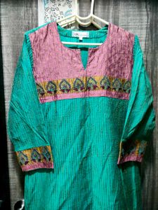 Teal and Onion Pink Suit with mukaish work