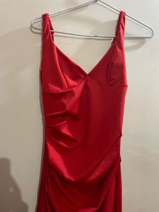 Stunning Red Ruffle High-Slit Maxi Dress