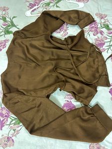 Stylish Brown Satin Blouse