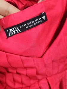 ZARA Chic Pink Puff Sleeve Dress