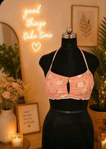 Cute Floral Halter Bikini Top