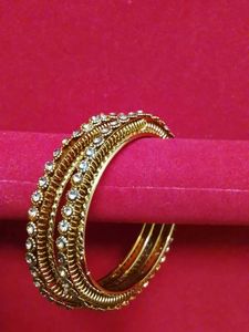 Set of Golden Bangles with Stones