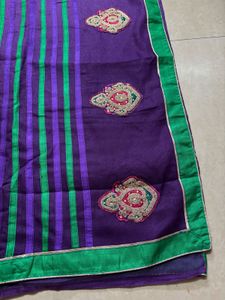 Vibrant Purple Embroidered Saree