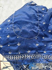 Blue Embellished Lehenga with cut dana and