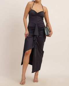 SHEIN Halter Neck Ruffle Dress