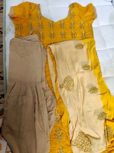 Embroidered Yellow Kurta Set