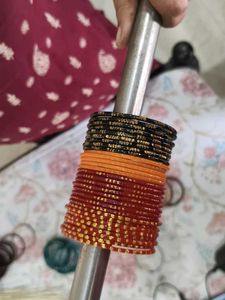 Assorted Color Glass Bangles Set