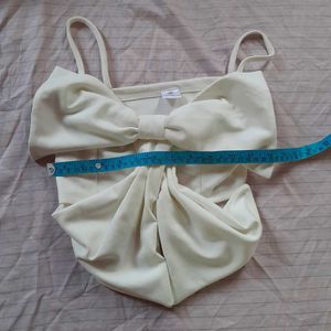 Cream Bow Detail Crop Top