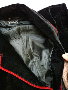 Velvet Black &amp; Red Trim Blazer