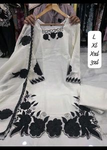Elegant White & Black Embroidered Kurta Set